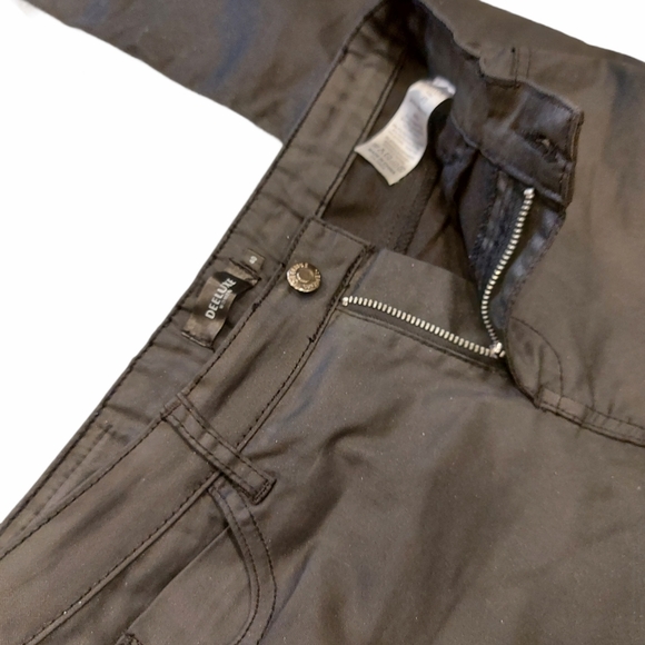 Black Shiny Faux Leather Pants,Streight Legs - Picture 6 of 7